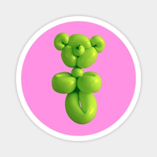 Green teddy bear balloon on pink Magnet